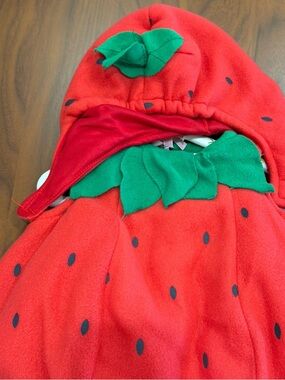 Kids Strawberry Hooded Costume - Red with Green Leaf Accent